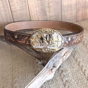 Leather Belt with Limited Edition Texas Belt Buckle Eagle design